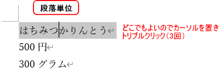 段落単位の範囲設定