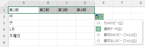 オートフィルオプション