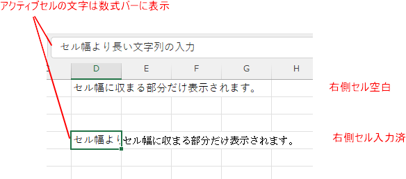セル幅と文字列の表示
