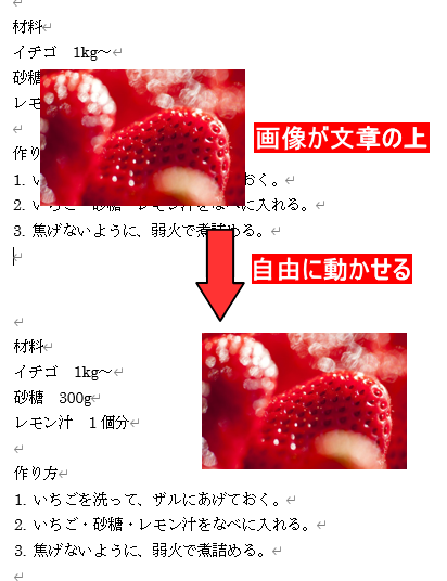 画像文字の折り返し