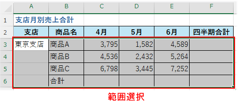 セルの範囲選択