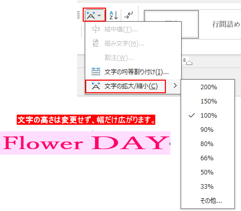 文字の拡大/縮小