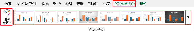 グラフスタイルと色の変更